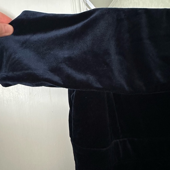 Lulu's Off the Shoulder Navy Velvet Dress - Picture 3 of 4